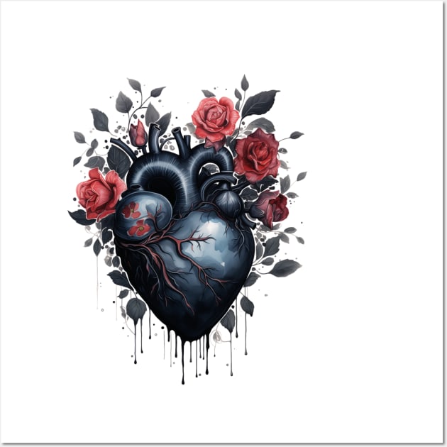 Black Blooming Heart Wall Art by OspreyElliottDesigns